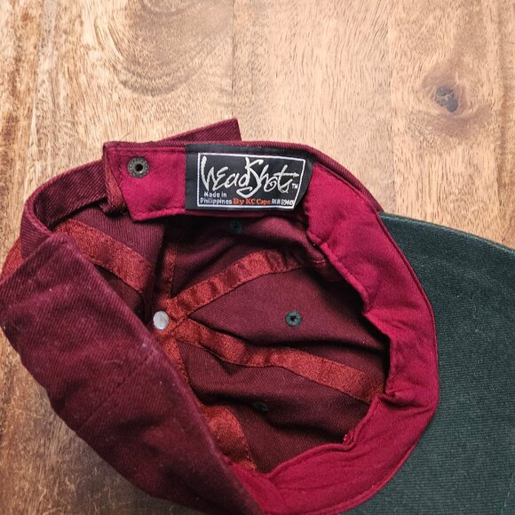 KC Caps Headshot Baseball Hat Unisex Burgundy Forest Green Adjustable - Picture 4 of 5